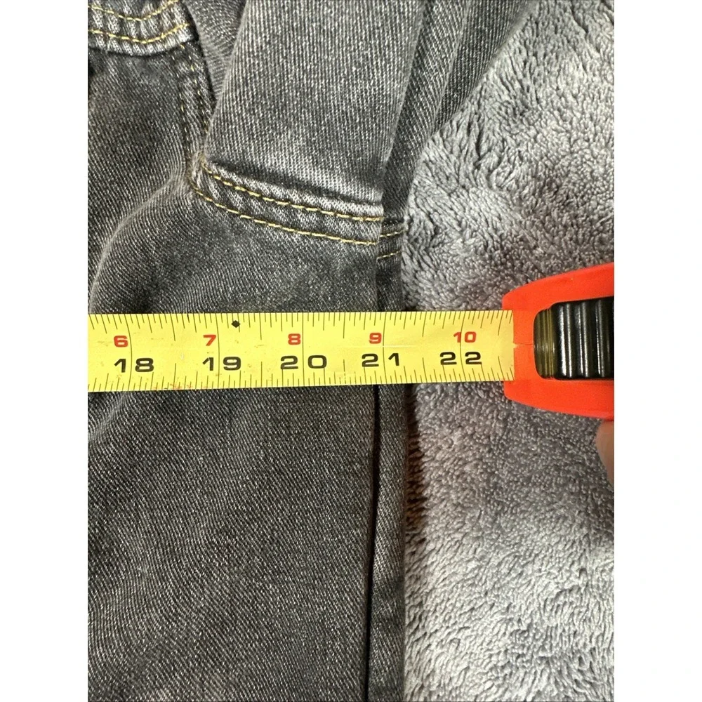 JYG Sherpa Lined Denim Trucker Jacket Gray Washed Button Front Men‎ L